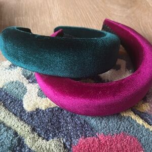 Magenta pink and forest green headbands